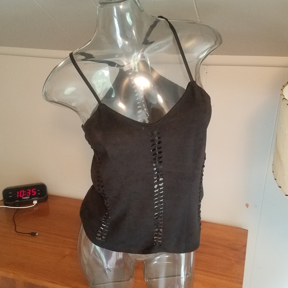 Gilded Intent Faux Suede Cutout Tank